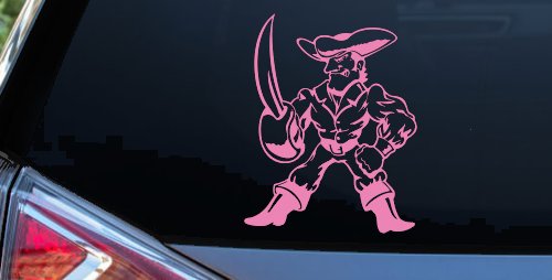 Pirate With Sword Car or Truck Window Decal Sticker (Pink)