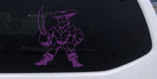 Pirate With Sword Car or Truck Window Decal Sticker (Violet)