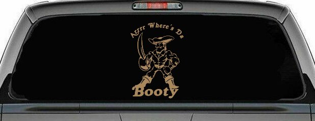 Pirate Where's Da Booty Funny Car or Truck Window Decal Sticker
