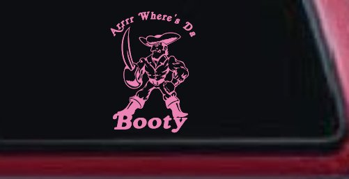 Pirate Wheres Da Booty Funny Car or Truck Window Decal Sticker
