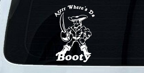 Pirate Where's Da Booty Funny Car or Truck Window Decal Sticker