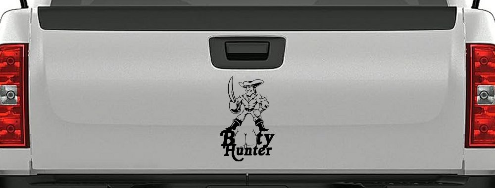 Pirate Booty Hunter Funny Car or Truck Window Decal Sticker (Black)
