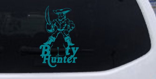 Pirate Booty Hunter Funny Car or Truck Window Decal Sticker (Turquoise Blue)