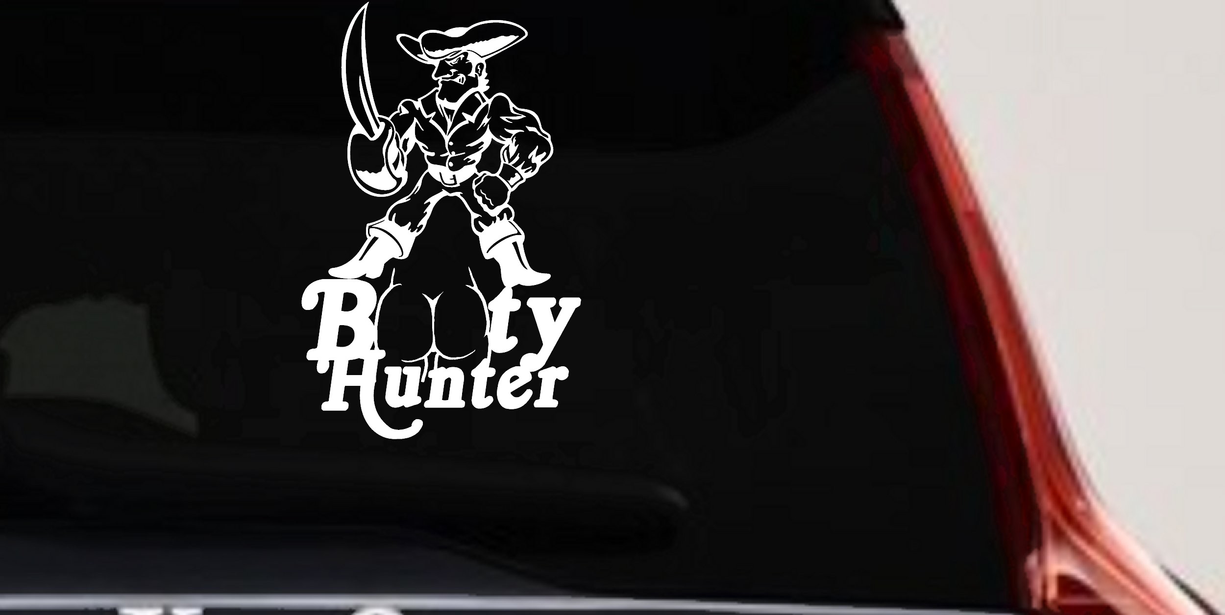 Pirate Booty Hunter Car Truck Window Vinyl Decal Sticker Funny Auto Graphic (White)