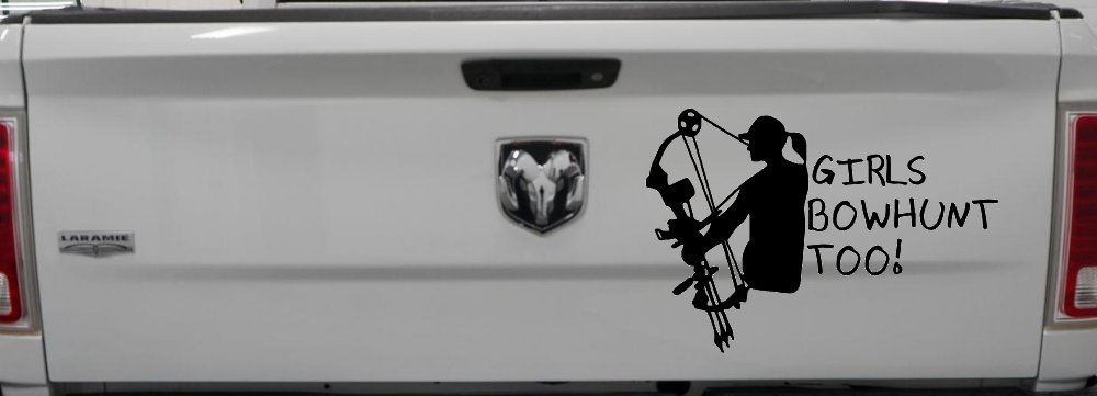 Girls Bow Hunt Too Hunting Car or Truck Window Decal Sticker