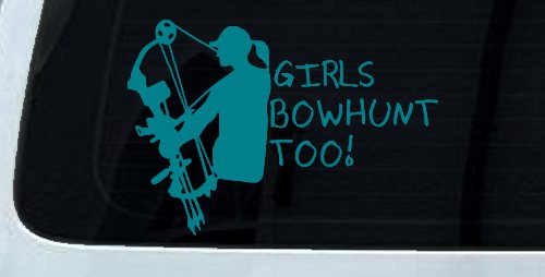 Girls Bow Hunt Too Hunting Car or Truck Window Decal Sticker