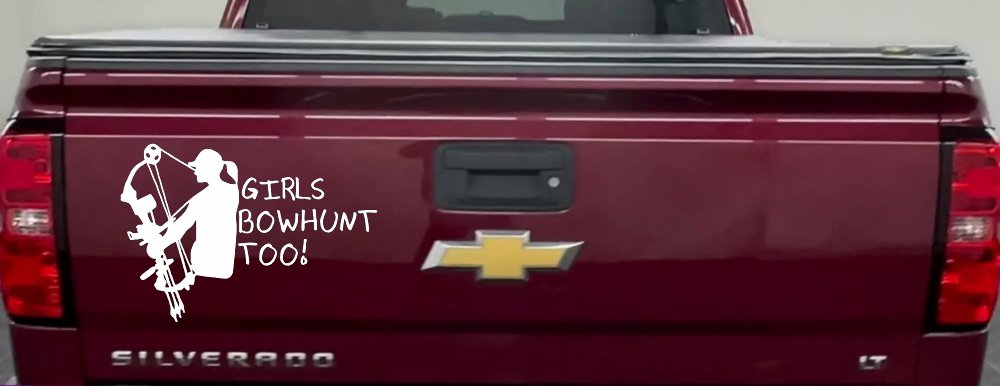 Girls Bow Hunt Too Hunting Car or Truck Window Decal Sticker