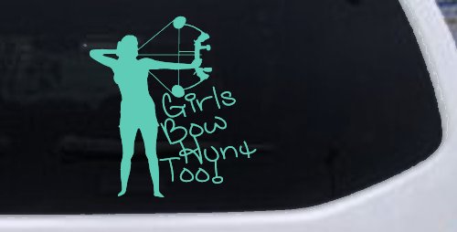 Girls Bow Hunt Too Bowhunter Hunting Car or Truck Window Decal Sticker