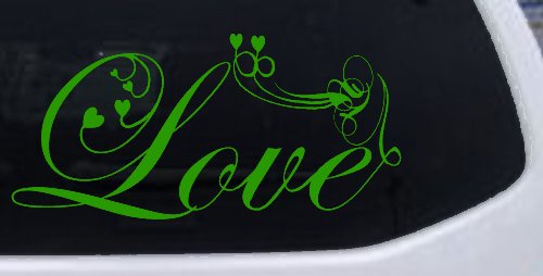 Love Swirl With Hearts Car or Truck Window Decal Sticker (Lime)