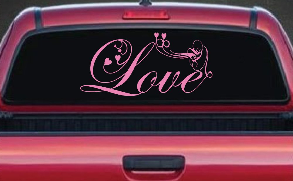 Love Swirl With Hearts Car or Truck Window Decal Sticker (Pink)