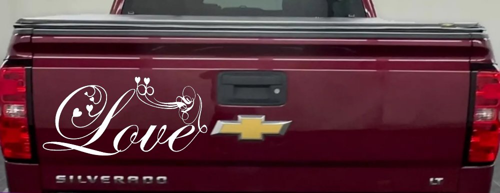 Love Swirl With Hearts Car or Truck Window Decal Sticker