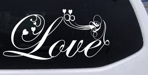 Love Swirl With Hearts Car or Truck Window Decal Sticker (White)