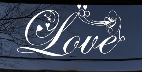 Love Swirl With Hearts Car or Truck Window Decal Sticker