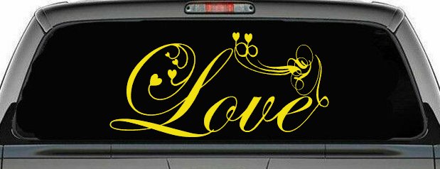 Love Swirl With Hearts Car or Truck Window Decal Sticker