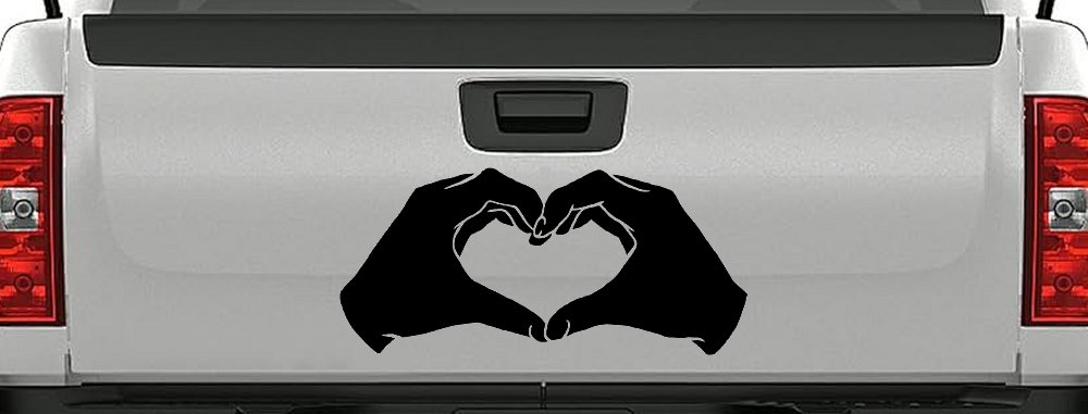 Hands In Shape Of Heart Love Car or Truck Window Decal Sticker (Black)