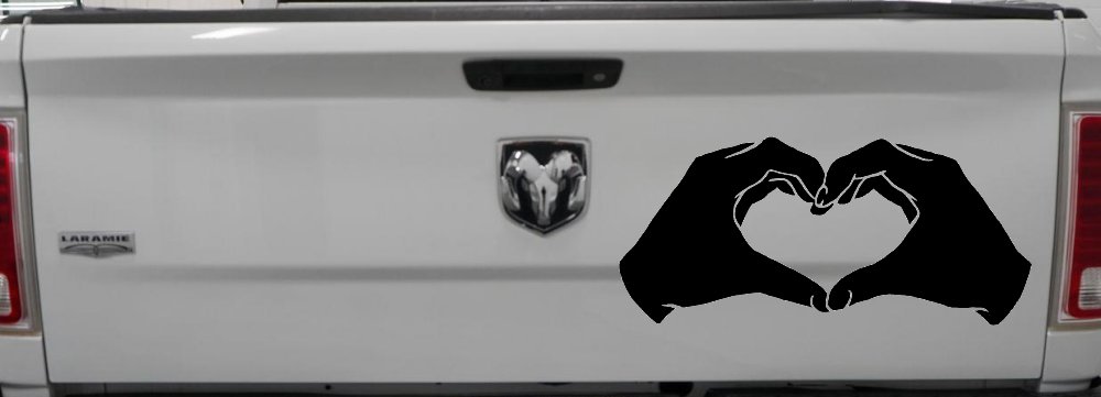 Hands In Shape Of Heart Love Car or Truck Window Decal Sticker (Black)
