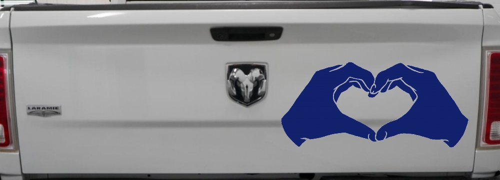 Hands In Shape Of Heart Love Car or Truck Window Decal Sticker (Navy)