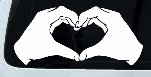 Heart Hands Car Truck Window Decal Sticker Love Vinyl (White)