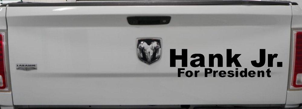 Hank Jr For President Country Car or Truck Window Decal Sticker