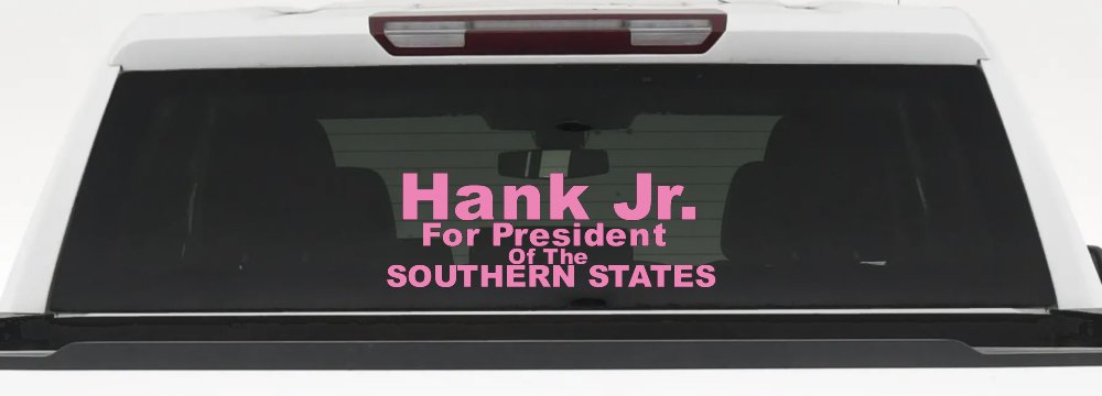 Hank Jr For President Southern States Country Car or Truck Window Decal Sticker (Pink)