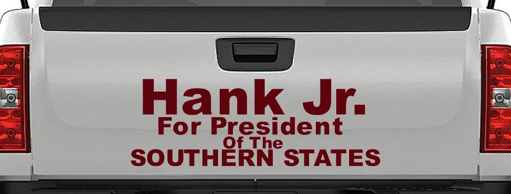 Hank Jr For President Southern States Country Car or Truck Window Decal Sticker (Purple Red)