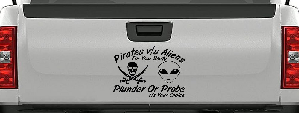 Pirates Verses Aliens Funny Car or Truck Window Decal Sticker (Black)