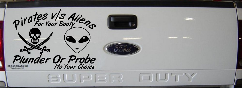 Pirates Verses Aliens Funny Car or Truck Window Decal Sticker (Black)