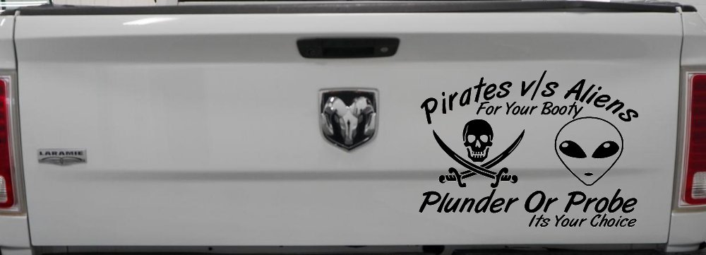Pirates Verses Aliens Funny Car or Truck Window Decal Sticker (Black)