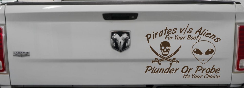 Pirates Verses Aliens Funny Car or Truck Window Decal Sticker (Brown)