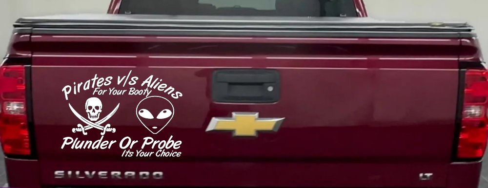 Pirates Verses Aliens Funny Car or Truck Window Decal Sticker (White)