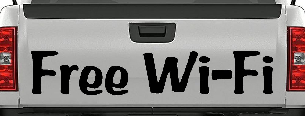 Free Wi-Fi Store Window Lettering Business Car or Truck Window Decal Sticker (Black)
