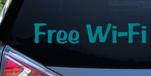 Free Wi-Fi Store Window Lettering Business Car or Truck Window Decal Sticker (Turquoise Blue)