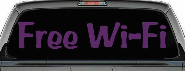 Free Wi-Fi Store Window Lettering Business Car or Truck Window Decal Sticker (Violet)
