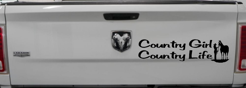 Country Girl Country Life With Horse Car or Truck Window Decal Sticker (Black)