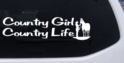 Country Girl Decal Sticker for Car Truck Window Horse Farm Life (White)