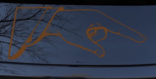 Pointing Hand Business Window Lettering Sign Car or Truck Window Decal Sticker (Copper)