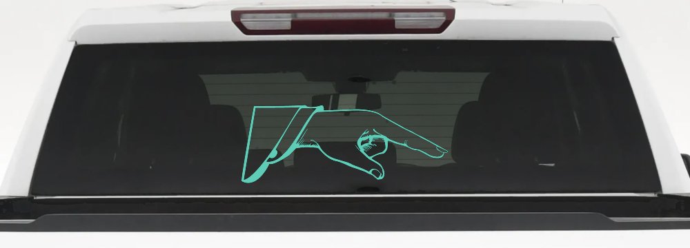 Pointing Hand Business Window Lettering Sign Car or Truck Window Decal Sticker (Mint)