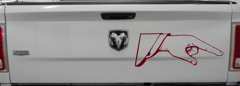 Pointing Hand Business Window Lettering Sign Car or Truck Window Decal Sticker (Purple Red)