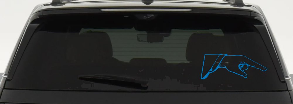Pointing Hand Business Window Lettering Sign Car or Truck Window Decal Sticker (Sky Blue)