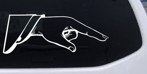 Pointing Hand Business Window Decal Sticker Car Truck Vinyl Sign (White)