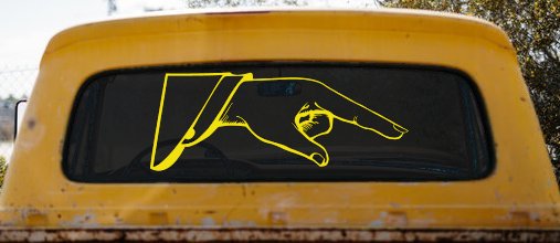 Pointing Hand Business Window Lettering Sign Car or Truck Window Decal Sticker