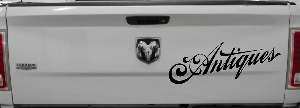 Antiques Swirl Store Window Lettering Business Car or Truck Window Decal Sticker