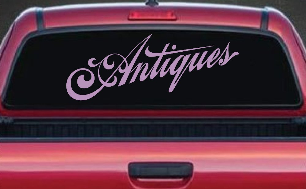 Antiques Swirl Store Window Lettering Business Car or Truck Window Decal Sticker