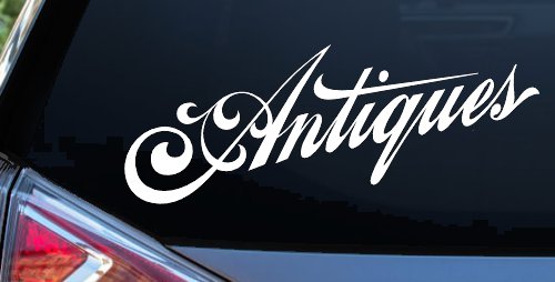 Antiques Swirl Decal Custom Business Storefront Car Truck Window Sticker (White)