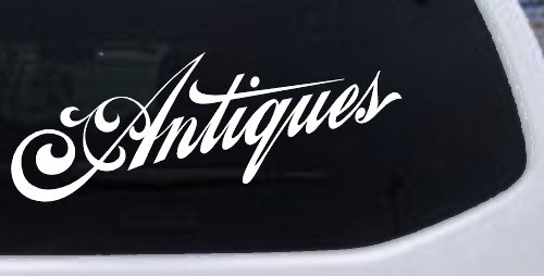 Antiques Swirl Decal Custom Business Storefront Car Truck Window Sticker (White)