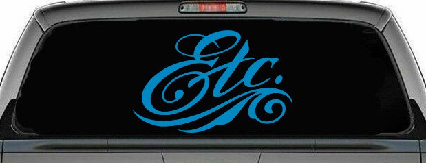 Ect. Swirly Business Window Lettering Sign Car or Truck Window Decal Sticker (Blue)