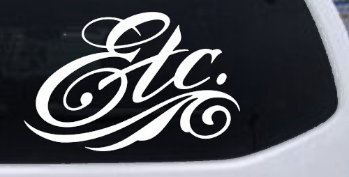 Ect. Swirly Business Window Lettering Sign Car or Truck Window Decal Sticker (White)