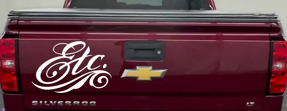 Ect. Swirly Business Window Lettering Sign Car or Truck Window Decal Sticker (White)