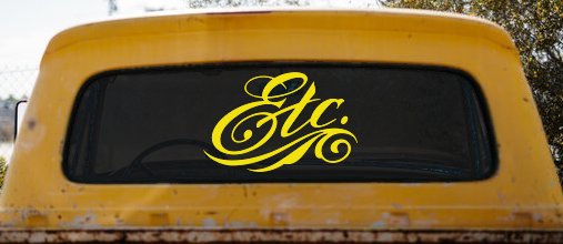 Ect. Swirly Business Window Lettering Sign Car or Truck Window Decal Sticker (Yellow)