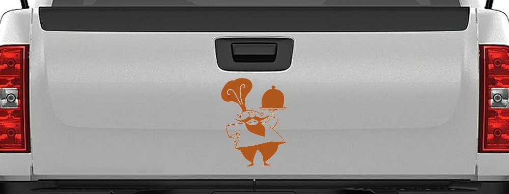 Italian Chef with Platter Business Window Lettering Sign Car or Truck Window Decal Sticker (Nut Brown)